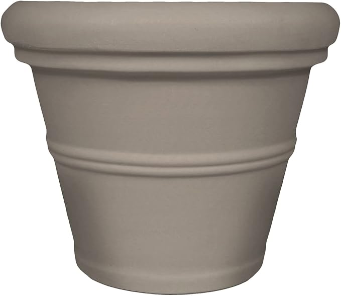 Tusco Products RR135SF Rolled Rim Garden Planter, 13.5-Inch, Safari