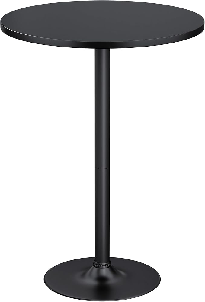 Furmax Bistro Pub Table Round Bar Height Cocktail Table for Home Bar, Round Bar Tables for Party, Dining Room, Living Room and Wedding, Metal Base MDF Top Obsidian, 40.6 Inch Height (1, Dark Black-1)