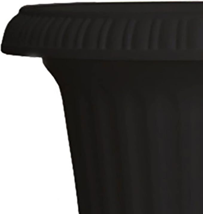 Southern Patio Large 14 Inch Outdoor Garden Lightweight Utopian Urn Planter with UV-Coated Finish for Entryways, Walkways, and More, Black (2 Pack)
