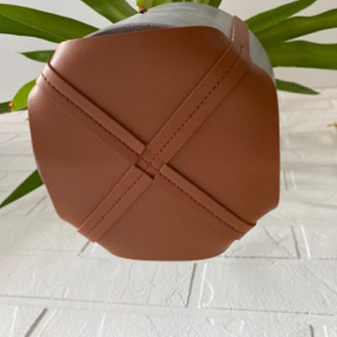 Plant Hangers PU Leather 2Pcs, Hanging Planters for Indoor and Outdoor for Wall Decor, Modern Minimalist Home Decoration for Plants Lovers Leather Rope (Plant and Pot Not Included) (Brown)