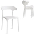Modern Stackable Dining Chair Set, No Assembly, Plastic Chair, Patio Chair, Suitable for Indoor and Outdoor Cafes and Restaurants, Set of 4 (Cloud White)