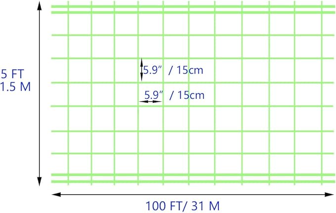 Green Garden Trellis Netting 5x100 ft Heavy Duty Polypropylene Plant Support Net for Climbing Vegetables Fruits Flowers