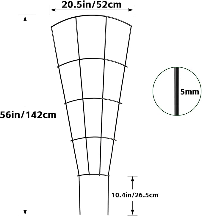4 Pack 56'' Indoor Plant Trellis for Potted Plants Climbing Outdoor Metal Garden Trellis Houseplants Flowers Vine Ivy,Fan Shape, Black