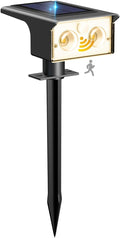 btfarm Solar Spot Lights Outdoor Waterproof, 3 Modes Motion Sensor Lights, Solar Powered Spotlights 2-in-1 Auto On/Off for Outside Pathway Yard Garden Landscape Lighting, Warm White