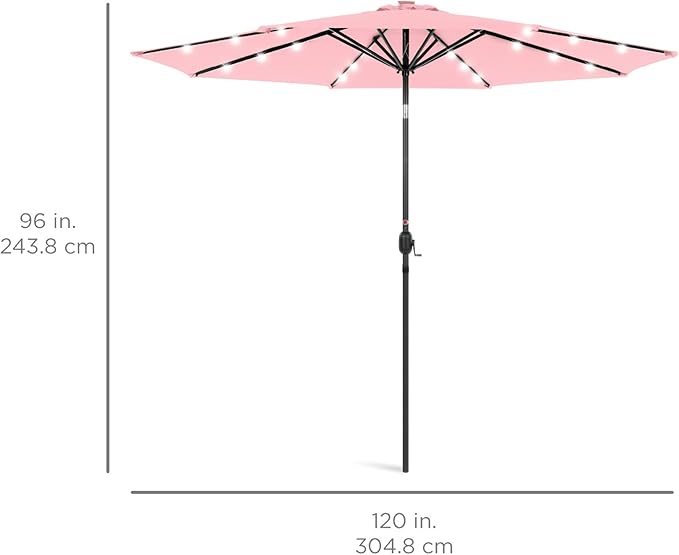 Best Choice Products 10ft Solar Polyester LED Lighted Patio Umbrella w/Tilt Adjustment and UV-Resistant Fabric