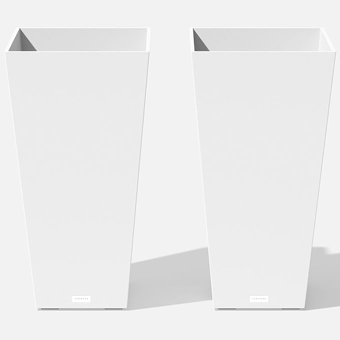 Veradek V-Resin Indoor/Outdoor Taper Planter, Set of 2 (30 inch, White)