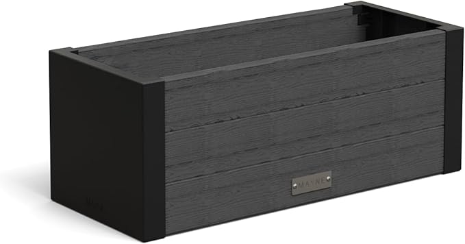 Mayne Vista 2ft Modern Window Box Planter with Panel Design and Drainage Hole