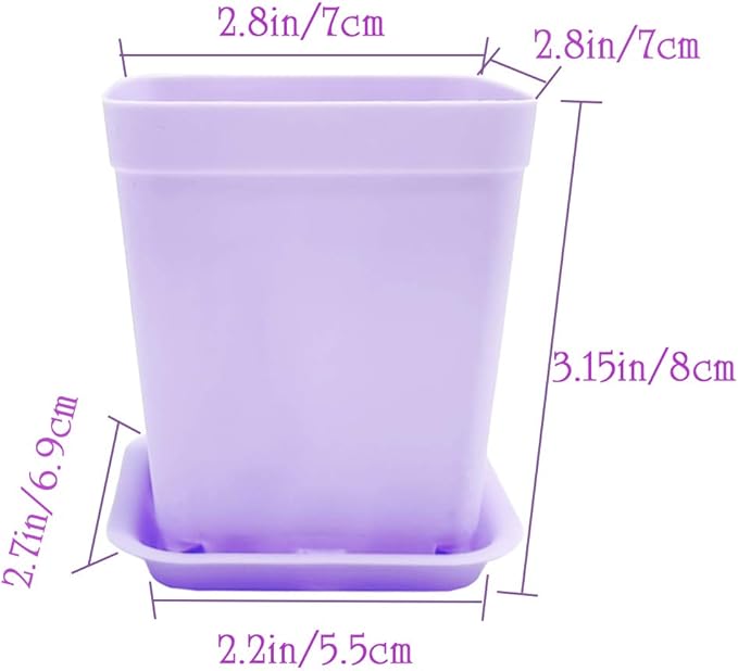 Anyumocz 24 Pack Plastic Square Nursery Pots 3 Inch Plastic Plant Pots,Flower Pot with Tray Saucer for Indoor Outdoor Garden Office Decor