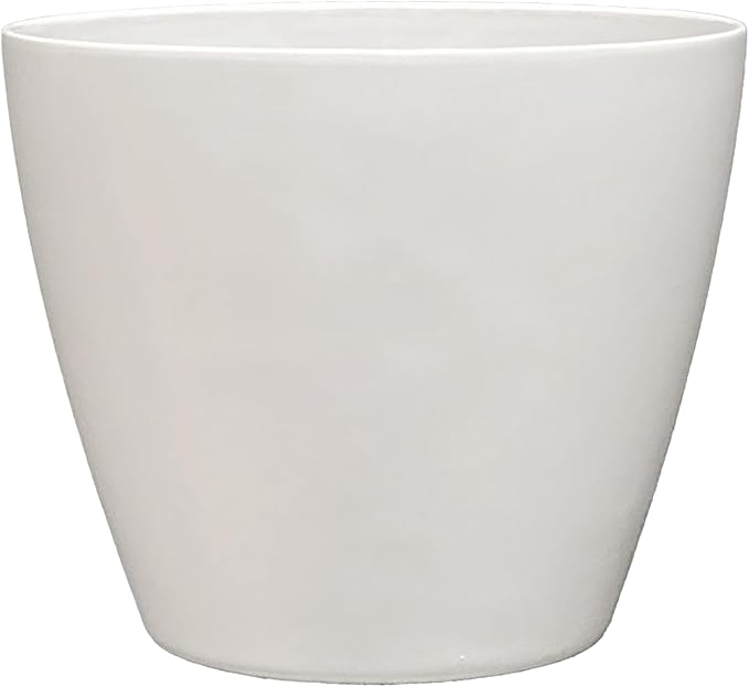 Classic Home and Garden Vogue Planter Pots w/Pottery Quality Finish - Modern Indoor & Outdoor Flower Pots - UV-Resistant Porch Planters - Decorative Pot for Flowers & Herbs (8” Stark White)