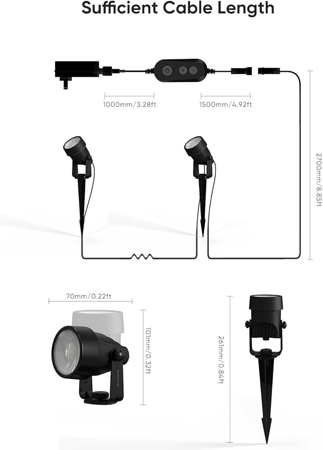 APPECK Landscape Lighting, RGBW Color Changing Low Voltage Landscape Lights with APP Control, IP65 Waterproof Outdoor Spotlights for Garden Yard Outside Decoration, 6 Pack