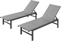Outdoor Lounge Chairs Set of 2, Aluminum Patio Chaise Lounge Chairs with 5-Position Recliner, Pool Lounge Chairs for Backyard, Poolside, Deck, Lawn (Darkgray)
