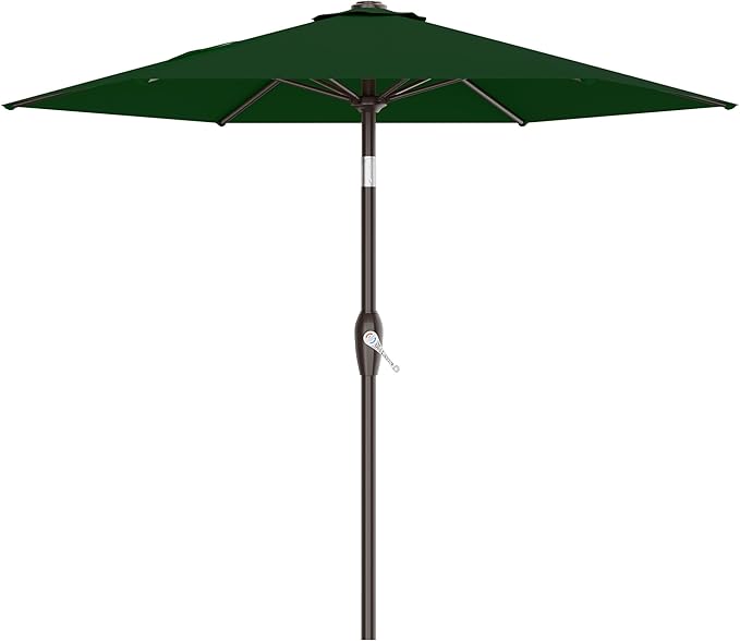 AreShark 7.5FT Patio Umbrella Table Market Umbrella with 6 Sturdy Ribs, Button Tilt/Crank, Heavy-Duty Outdoor Umbrellas for Pool, Deck, Garden and Backyard, Dark Green