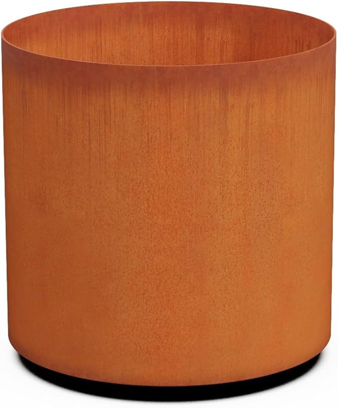 Plantercraft Large Round Planters for Outdoor Plants - 18x18 Inch Corten Steel Planter, Modern Metal Planter for Patio, Deck & Garden