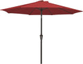 MEWAY 9ft Patio Umbrella Outdoor Table Umbrellas with Push Button Tilt and Crank, Market Umbrella 8 Sturdy Ribs for Deck, Garden, Pool and Backyard, Red