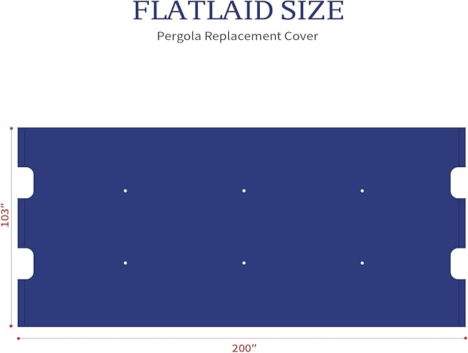 Pergola Canopy Replacement Cover for Lowe's Allen + Roth 10x10 Ft Freestanding Pergola, 200" x 103" Shade Cover, Compatible with Model #L-PG152PST-B,Cover Only (Blue)