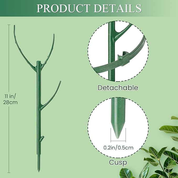 9 Pack Plant Support Stakes & Plant Cage Support Rings, Plant Stakes for Indoor Plants, Stackable Garden Flower Support for Potted Plants, Succulents, Aloe, Small Plants