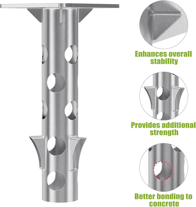 Universal In-Ground Umbrella Base, Rust-Resistant Steel Concrete Holder, Space-Saving Design for Outdoor Offset Cantilever Upright Umbrella Stand
