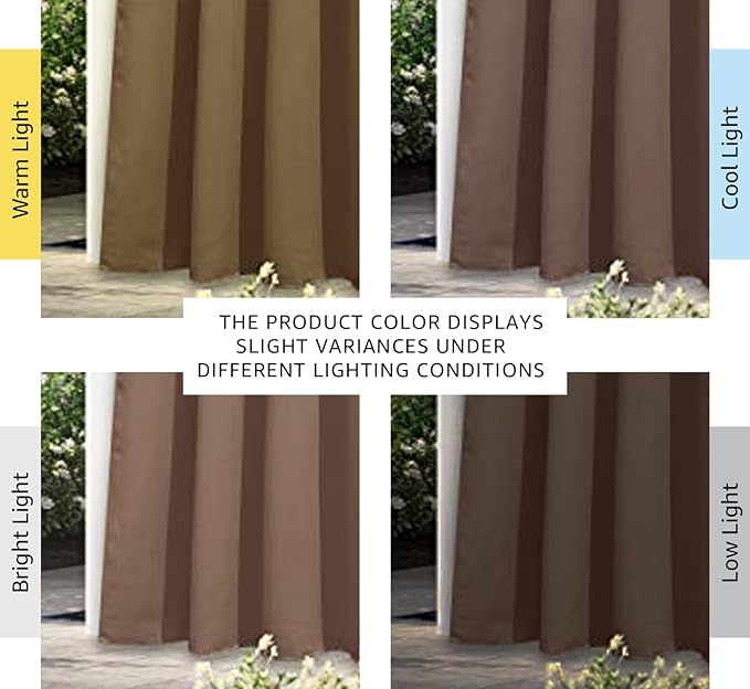 NICETOWN Curtain for Living Room 108 inches Long, UV Blocking Thermal Curtains for Bedroom, Waterproof Outdoor/Indoor Sunlight Shade for Patio, Porch, Dining Room, 52'' Wide, Tan, 1 Panel