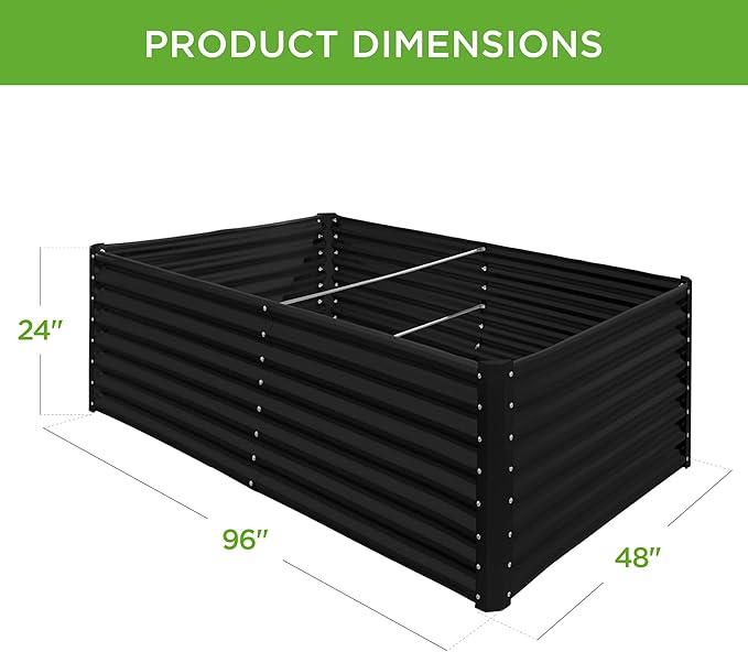 Best Choice Products 8x4x2ft Outdoor Metal Raised Garden Bed, Deep Root Planter Box for Vegetables, Herbs & Flowers, 478-Gallon Capacity, 100% Non Toxic Materials - Black