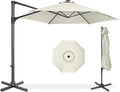 Best Choice Products 10ft Offset Cantilever Hanging Market Patio Umbrella, Smooth 360° Rotation, 8 Sturdy Ribs, Easy Adjustment - Ivory