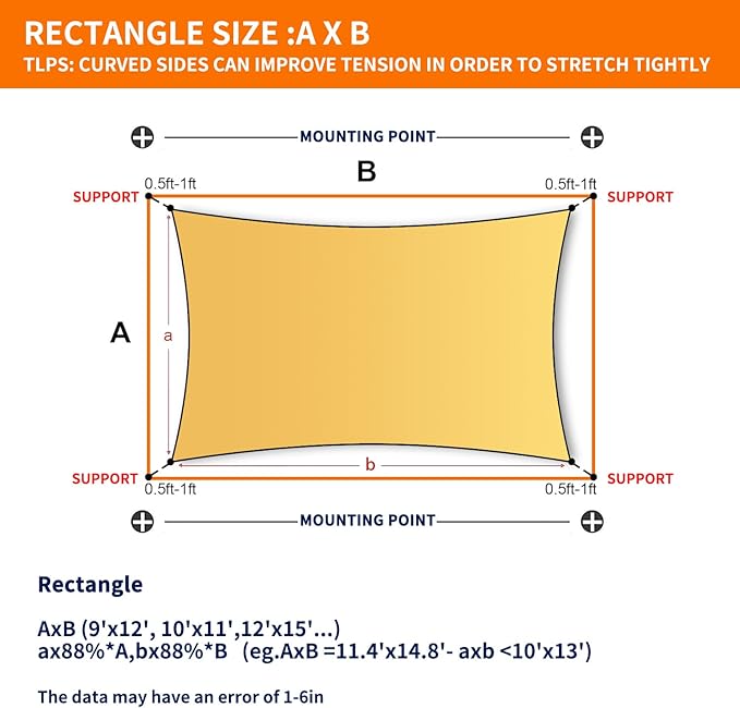 12'x16' Sun Shade Sail Curved Commercial Outdoor Shade Cover Dark Grey Rectangle Heavy Duty Permeable 185GSM Outdoor Shades for Patio Garden Sandbox
