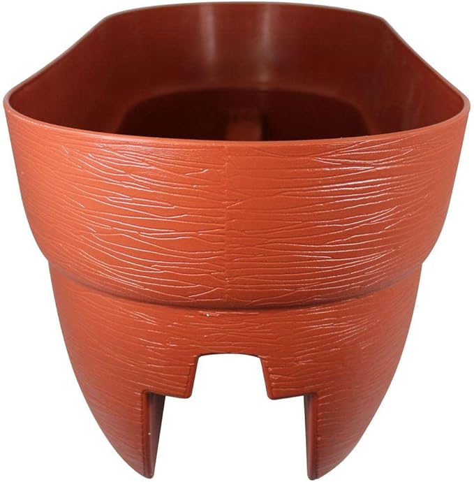 EMSCO Group Bloomers Railing Planter with Drainage Holes – 24" Weatherproof Resin Planter – Terracotta