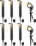 SUNVIE LED Low Voltage Landscape Lighting Kit 12V-24V Aluminum Low Voltage Landscape Lights Wired, 3000K Outdoor Pathway Lights Spotlights with Connectors Waterproof for Patio Yard Garden, 8 Pack