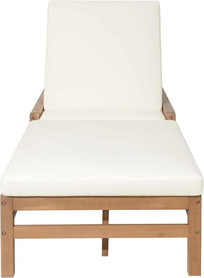 LUMISOL Outdoor Chaise Lounge Chairs Set of 2, Solid Wood Patio 5-Position Adjustable Recliner Chair with Thick Cushions, Weather-Resistant for Pool, Balcony, Garden, Light Teak