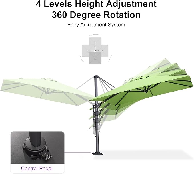 PURPLE LEAF 8' X 8' Patio Umbrella with Steel Plate Base for Pool 7' High Offset Outdoor Cantilever Umbrella Swimming Pool Umbrella with 360°Rotation for Poolside Apple Green