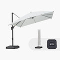 PURPLE LEAF 10'×10' Patio Umbrella with Base and Cover Outdoor Large Offset Cantilever Umbrella Heavy Duty Sun Umbrella for Garden Deck Pool Patio White