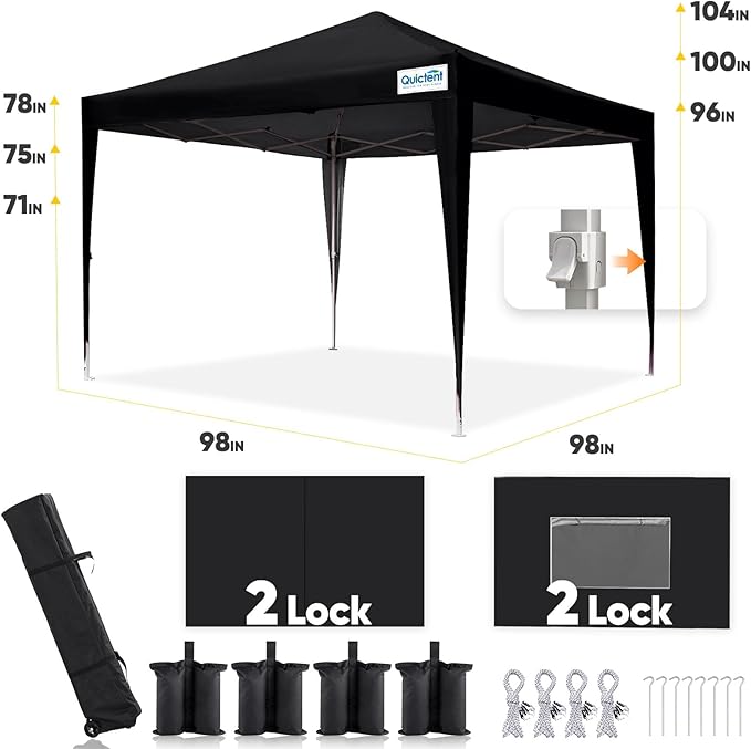 Quictent Privacy 8x8 Pop up Canopy Tent with Sidewalls and Roll-up Ventilated Windows, One Person Easy Setup, Outdoor Commercial Gazebo Shelter Enclosed Waterproof, Bonus 4 Sandbags