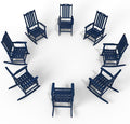 Oversized Rocking Chair Set of 8, Outdoor Rocking Chair for Adults, All Weather Resistant Porch Rocker for Lawn Garden, Navy Blue