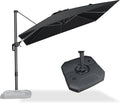 PURPLE LEAF 9 Feet Square Cantilever Umbrella Patio Umbrella with Base Outdoor Umbrella Aluminum Offset with 360-degree Rotation for Garden Deck Pool Patio Black