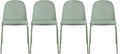 2xhome Modern Stackable Armless Dining Chair | Plastic Shell Seat with Metal Legs | Indoor or Outdoor Use | Home Kitchen Patio (4, Green, Padded Seat)