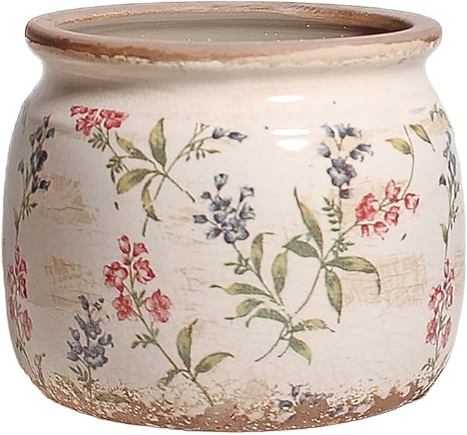 Flower Pots, Vintage Ceramic Planters for Indoor Plants, 6.29'' Plant Pots with Drainage, French Country Lavender Vase & Planters, Antique Home Room Decor, Gardening & Housewarming Gifts