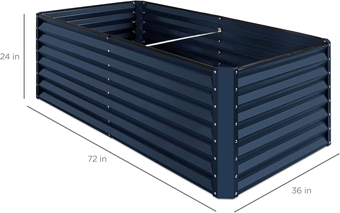 Best Choice Products 6x3x2ft Outdoor Metal Raised Garden Bed, Deep Root Box Planter for Vegetables, Flowers, Herbs, 269 Gallon Capacity, 100% Non Toxic Materials - Navy