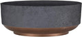 The HC Companies 8 Inch Round Plastic Succulent Capri Bowl 8"x8"x3" in Faux Concrete Color with Copper Band