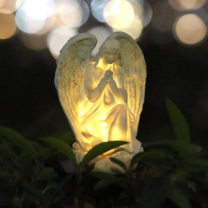 Garden Solar LED Light with Stake, Waterproof Outdoor Decor for Walkway Courtyard Party Decor, White Angel