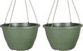 The HC Companies 13 Inch Wrapt Hanging Planters, Lightweight UV-Resistant Plastic Hanging Planters for Indoor & Outdoor Plants, 2-Pack Hanging Flower Pots for Garden, Patio & Home Decor, Green