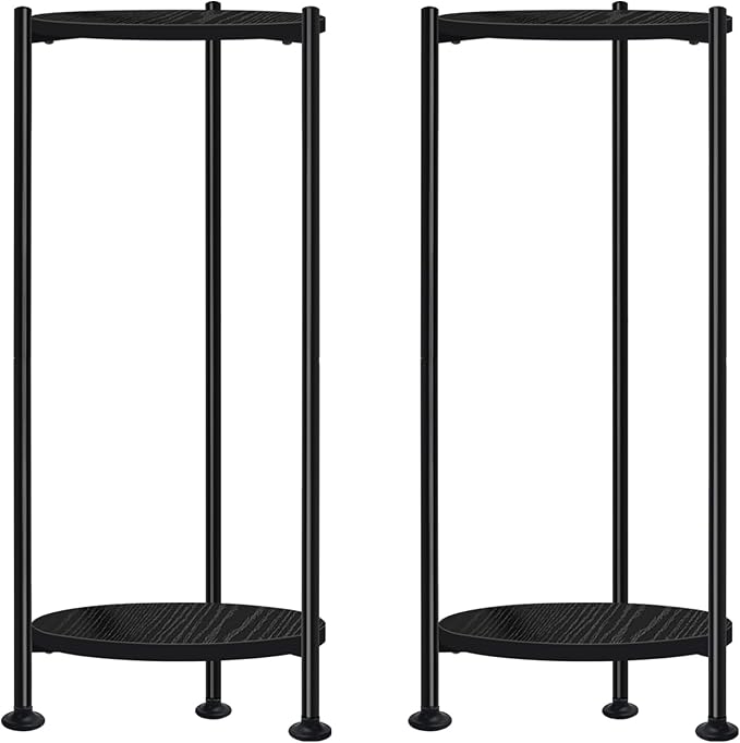 2-Pack Plant Stand Indoor Outdoor, 30'' Tall Plant Stands for Indoor Plants, Heavy Duty Indoor Plant Shelf, 2 Tier Display Rack for Living Room, Balcony, Deck, Black