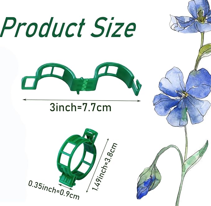 Plant Support Clips - Tomato Clips for String Trellis, 100pcs Grape Vine Clips for Garden Netting Climbing Plants, Secured Plastic Plant Clip for Fixing Stem and Vine (100, Green)