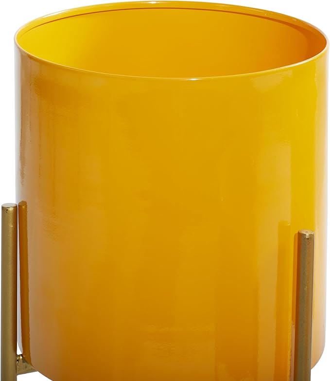 Deco 79 Metal Indoor Outdoor Planter Large Planter Pot with Removable Stand, Set of 3 Planters 12", 14", 18"H, Yellow