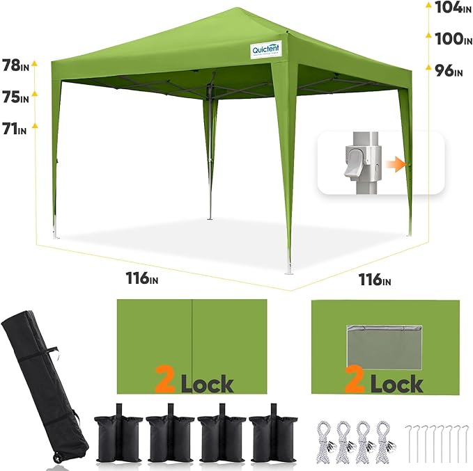 Quictent Privacy 10x10 Pop up Canopy Tent with Sidewalls and Roll-up Ventilated Windows, One Person Easy Setup, Outdoor Commercial Gazebo Shelter Enclosed Waterproof, Bonus 4 Sandbags