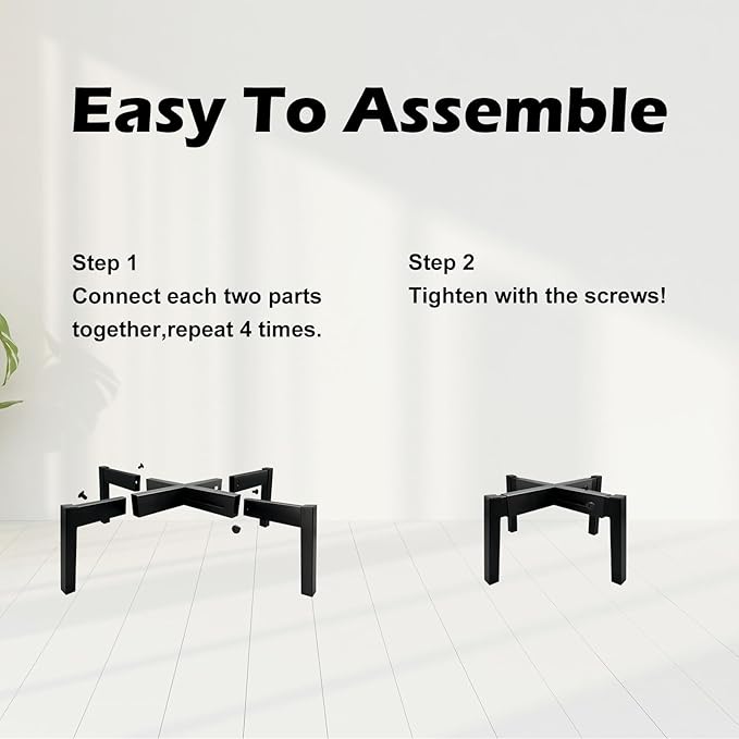 Heavy Duty Adjustable Metal Plant Stand for 10"-16" Plant Pot – Indoor & Outdoor (Black, 1 Pack)