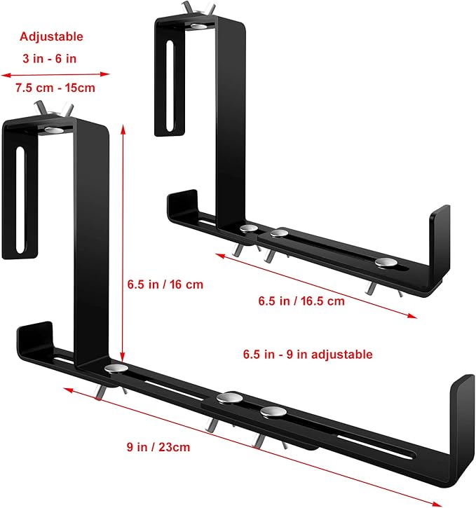 Planter Box Bracket,Flower Box Holder Brackets,Adjustable Window Box Brackets for Patio Garden Fence Pergola Balcony