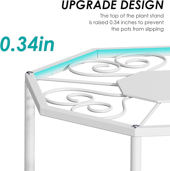 5-Pack Metal Plant Stands for Outdoor Indoor, Anti-Rust Iron Flower Pot Stand, Heavy Duty Plant Pot Shelf for Multiple Plant, Decoration Racks for Home, Patio & Garden (White)