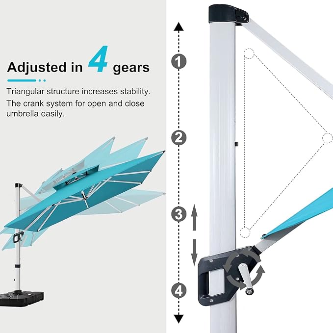 ABCCANOPY Patio Umbrella Cantilever Double Top Outdoor Offset Umbrella with 360° Rotation