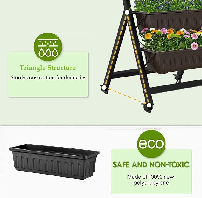 Homdox 5-Tier Elevated Garden Bed- Freestanding Vertical Raised Bed for Gardening with 5 Garden Planter Boxes- Perfect to Grow Vegetables Herbs Flowers Indoor, Black