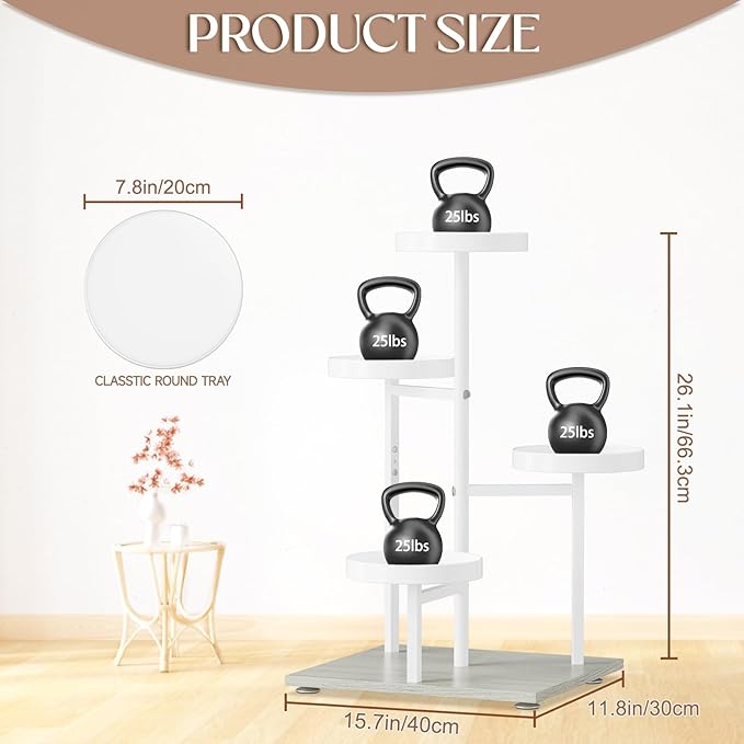 iDavosic.ly 4 Tier Plant Stand Indoor, Tiered Corner Flower Holder Shelf Outdoor, Metal Tall Orchid Display Rack for Patio Porch Garden Balcony Office Living Room, Space Saving, White