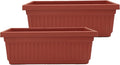 The HC Companies 24 Inch Venetian Window Planter Box with Drainage Plug, Lightweight UV-Resistant Plastic Indoor & Outdoor Planters, 2-Pack Flower Box for Garden & Home Decor, Clay